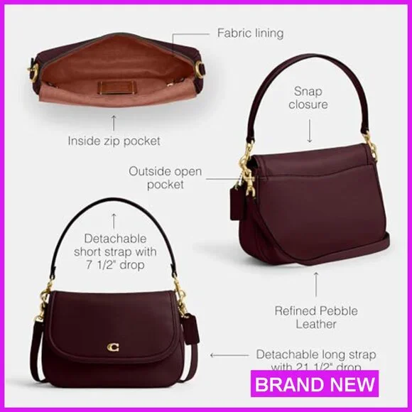 Leather Shoulder Bag Classic Elegant Saddle Silhouette Chic Detachable Strap